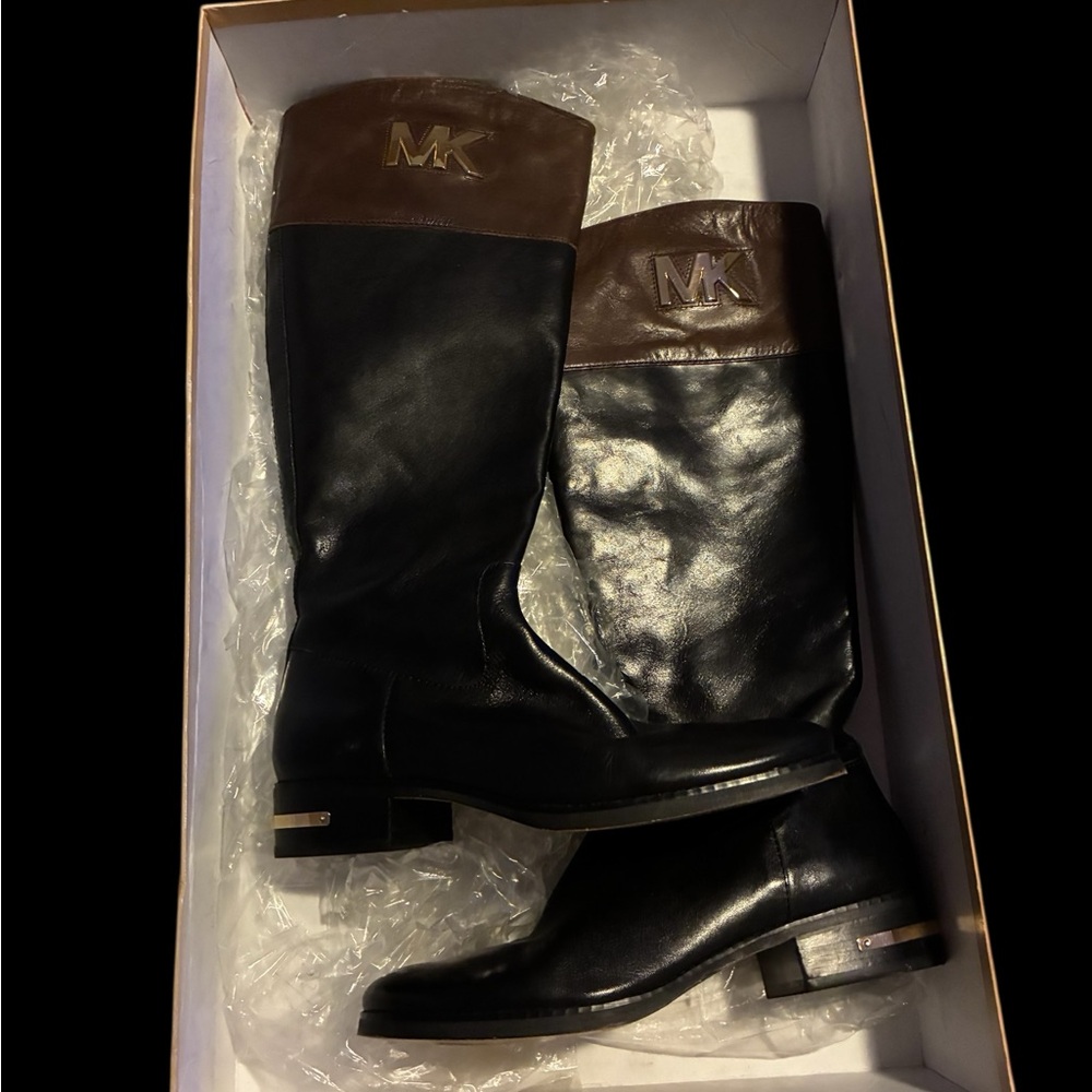 Michael Kors Men's Black and Brown Leather Boots